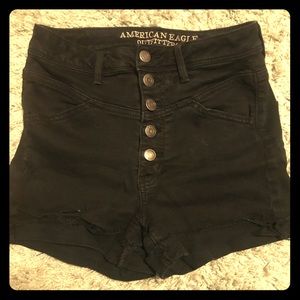 American Eagle Blk Hi Waisted Super Stretch Shorts